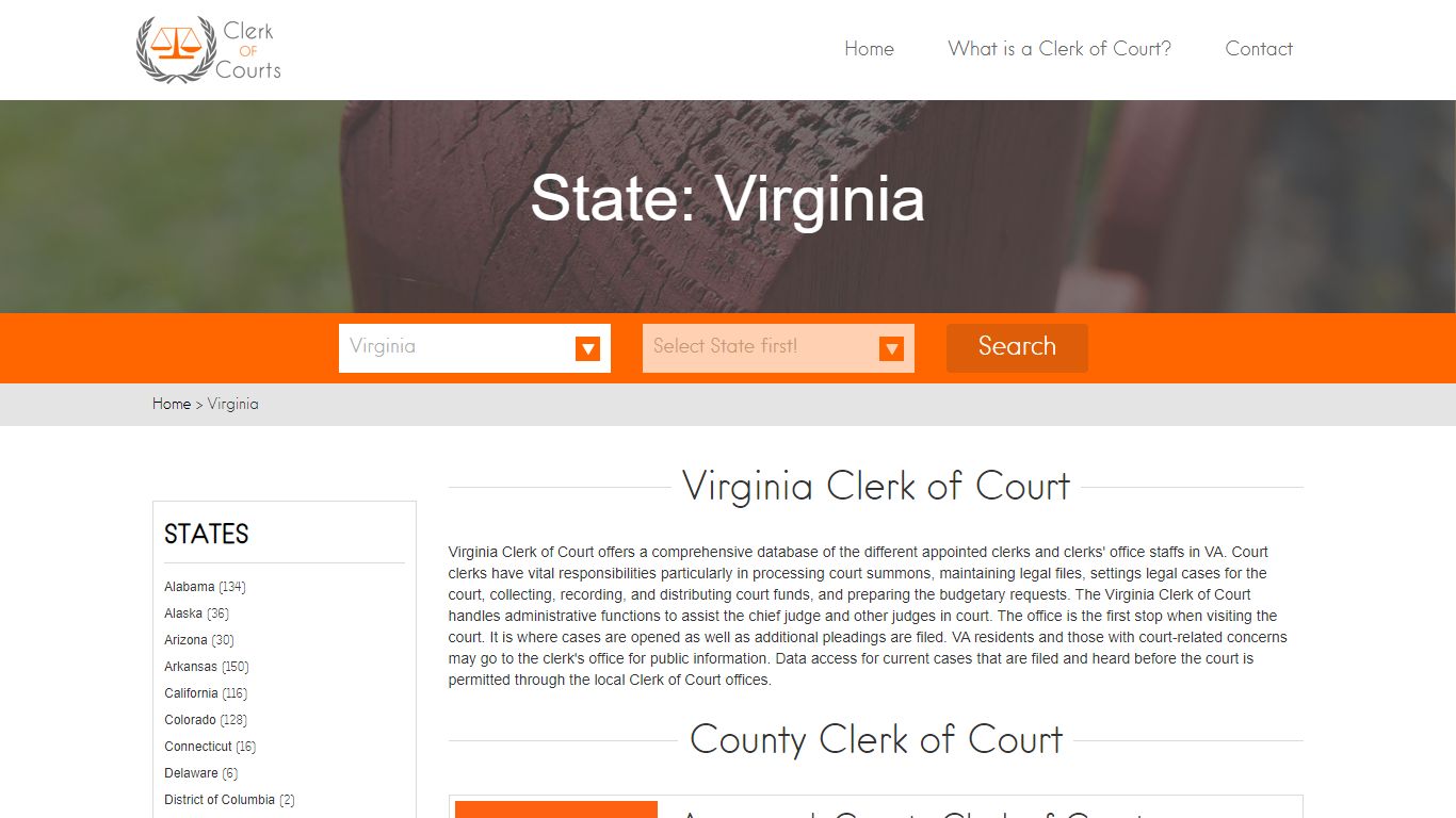Find Virginia Clerk of Courts – County Clerk of Courts in VA