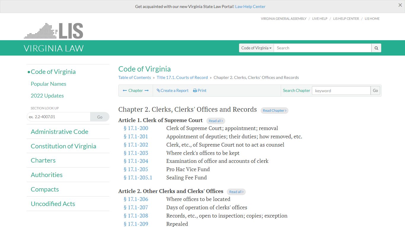 Chapter 2. Clerks, Clerks' Offices and Records - Virginia